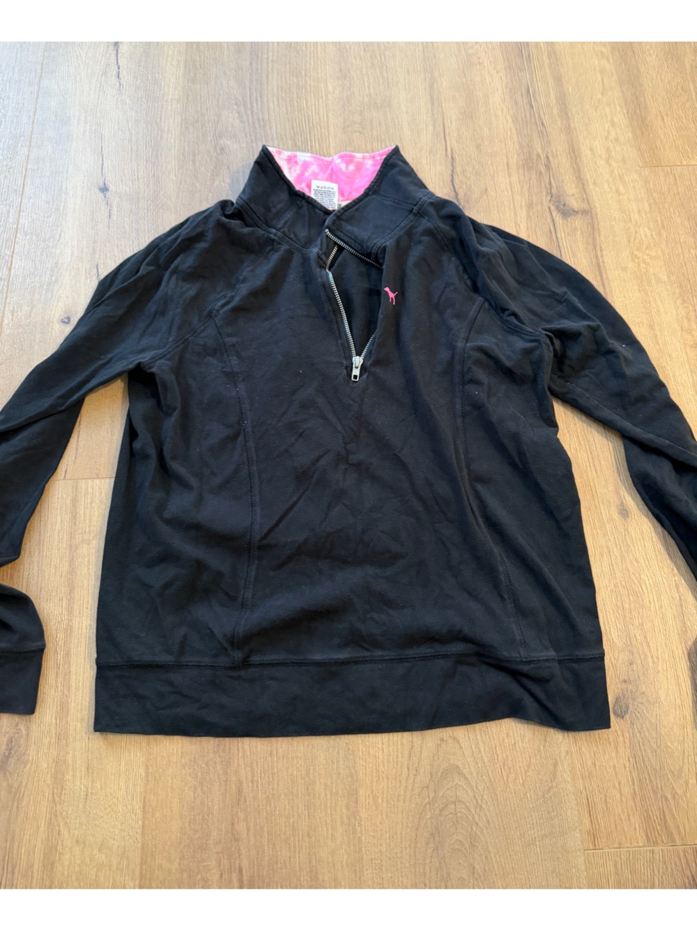 PINK Black Pullover Top with Pink Accent